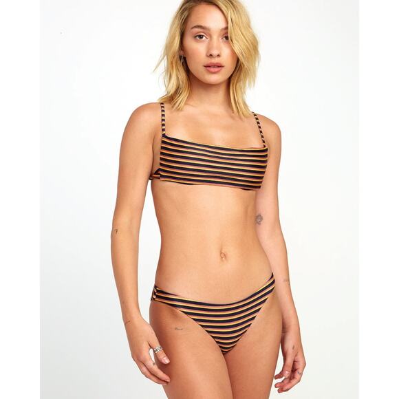 RVCA Women's Surf Bikini Bottom Bondi Textured Stripe Medium Coverage in Small - Picture 3 of 3